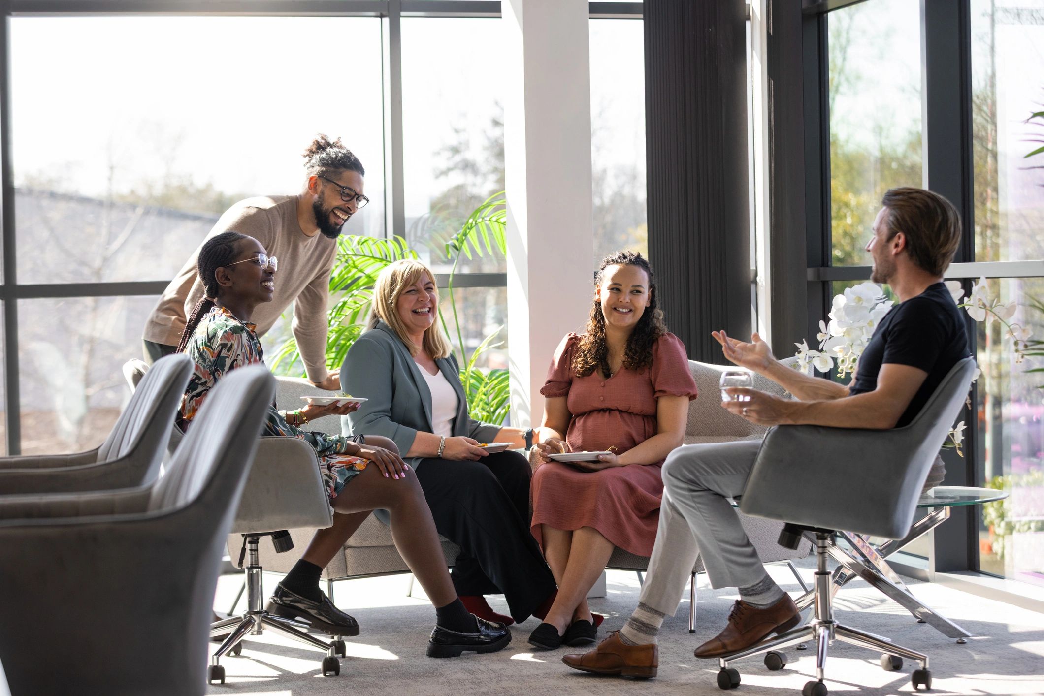 Professional team meeting in a modern office